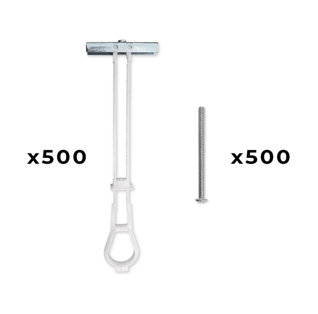 500-Pack 3/16'-24 Heavy Duty Quick Toggle Anchors with Bolts Set | for Drywall, Metal Studs, and Concrete Block | Holds 240+ Lbs. | 500 Toggles + 500 Bolts