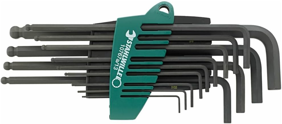 Stahlwille 96435702 10767a/13 Ball-ended Hexagon Key Wrench Set - 13 Pieces with Holder, Size Range 0.05' – 3/8', Made of Chrome Vanadium Steel, Ergonomic Design, Made in Germany