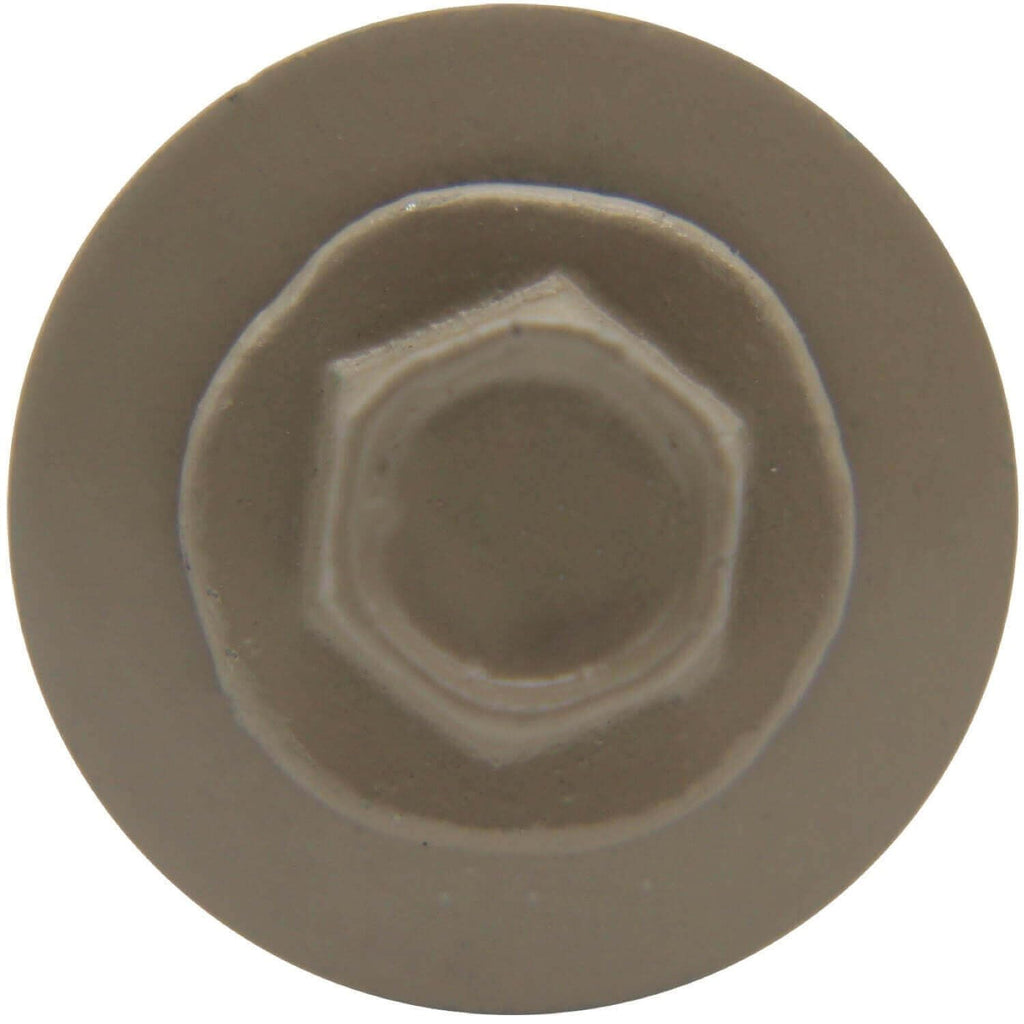 Stainless Steel Metal Roofing Screw: Surrey Beige (250) 12 x 1-1/2' Hex Sheet Metal Roof Screw. Sharp Point Metal to Wood siding Screws. 5/8' EPDM Washer.