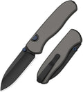 Kizer Drop Bear Zero Pocket Knife, 3.1' Drop Point Elmax Blade Folding Knife with Dark Gray Aluminum Handle, Thumb Stud & Button Liner Lock EDC Knives for Camping Hunting Survival Ki3619BDA1