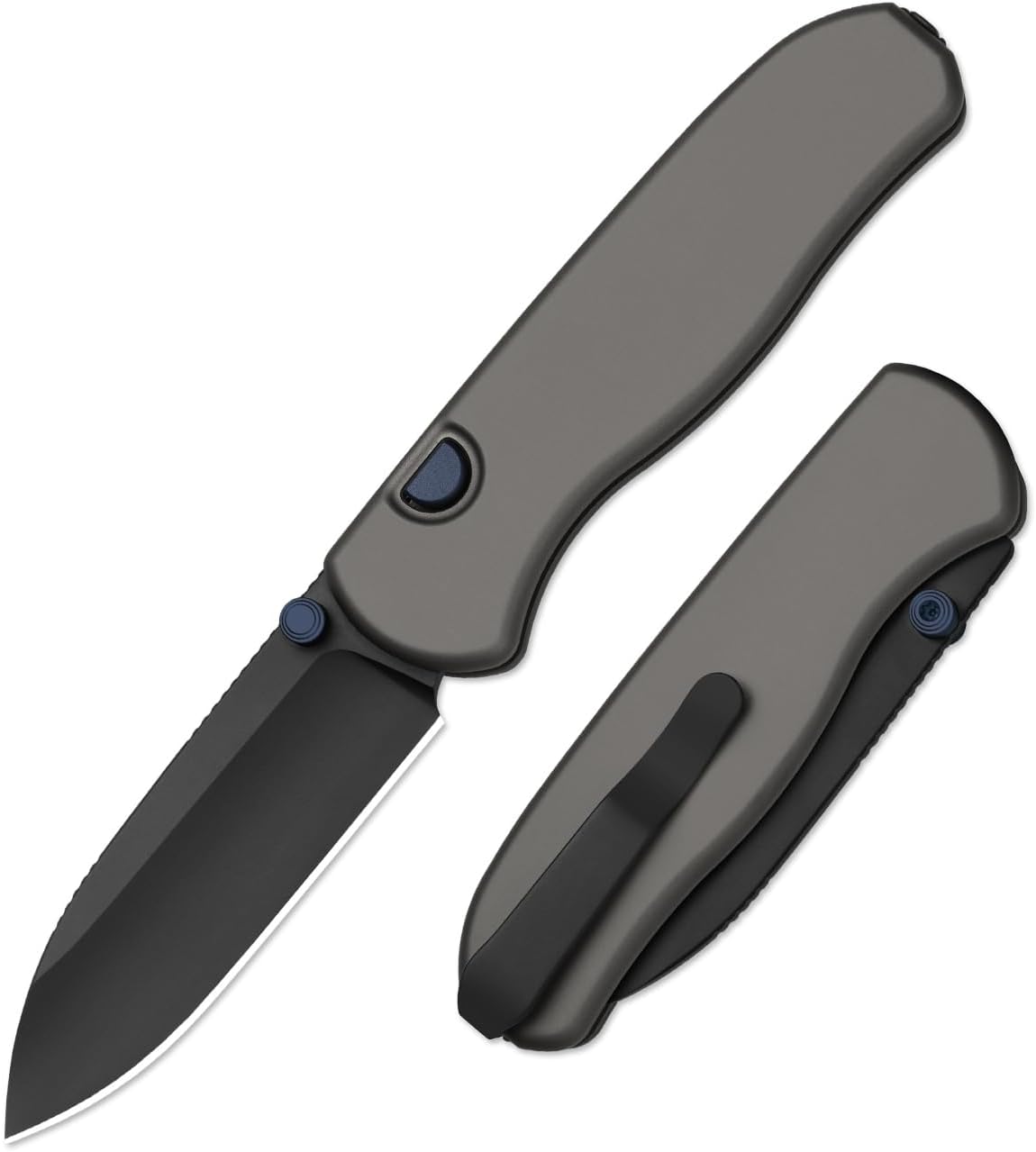 Kizer Drop Bear Zero Pocket Knife, 3.1' Drop Point Elmax Blade Folding Knife with Dark Gray Aluminum Handle, Thumb Stud & Button Liner Lock EDC Knives for Camping Hunting Survival Ki3619BDA1