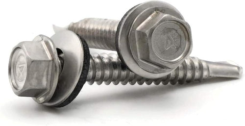 #10 Stainless Steel Hex Head Roofing Screws with Sealing Washer Self Drilling Stainless Steel Roofing Screws #10 x 1-1/4 inch Qty 1,000