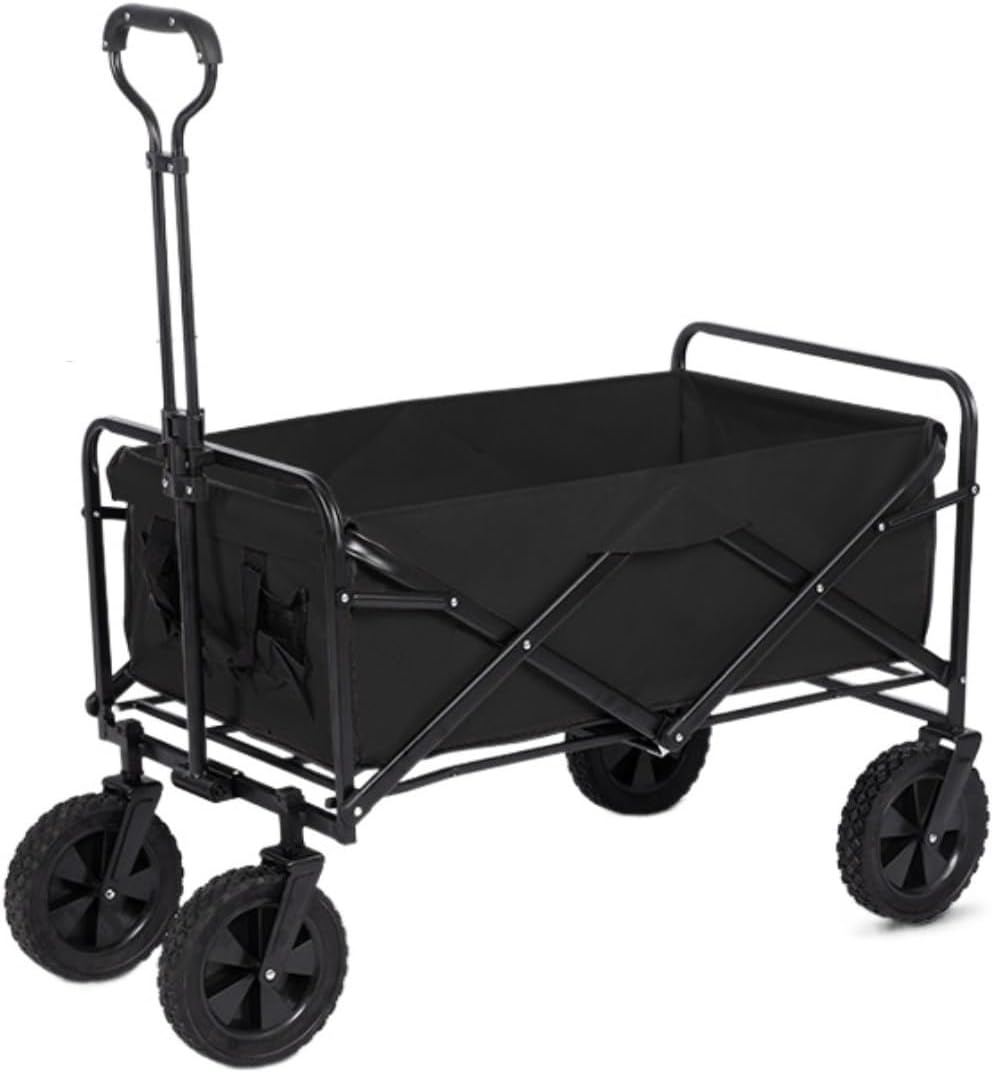 Folding Wagon Cart Beach Wagon Grocery Wagon Folding Utility Wagon Cart Outdoor Wagon With Wheels Adjustable Push-Pull Handle For Camping Grocery Sports Shopping Grocery Cart Garden Wagon Utility Wago