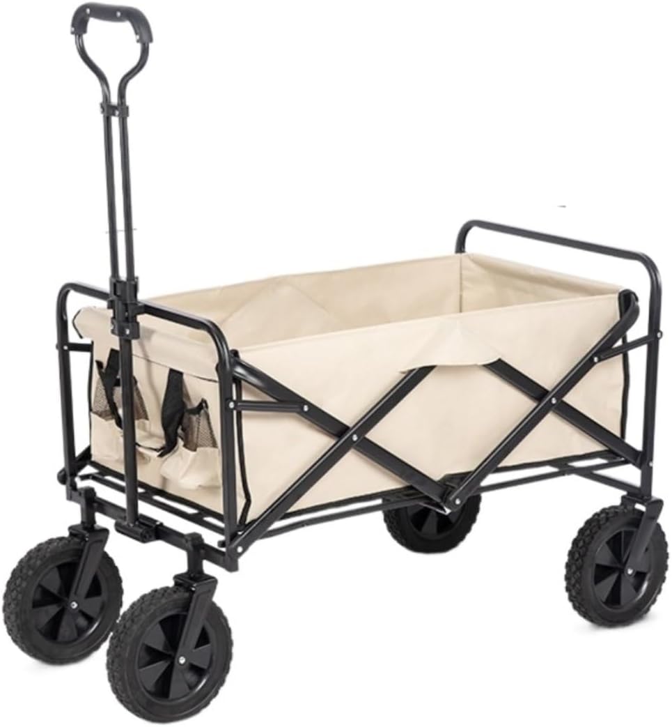 Folding Wagon Cart Beach Wagon Grocery Wagon Folding Utility Wagon Cart Outdoor Wagon With Wheels Adjustable Push-Pull Handle For Camping Grocery Sports Shopping Grocery Cart Garden Wagon Utility Wago