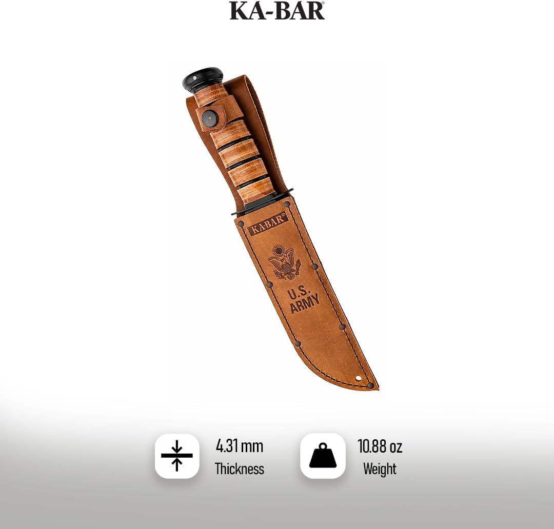 KA-BAR KB1219 Army Serrated W/Leather Sheath