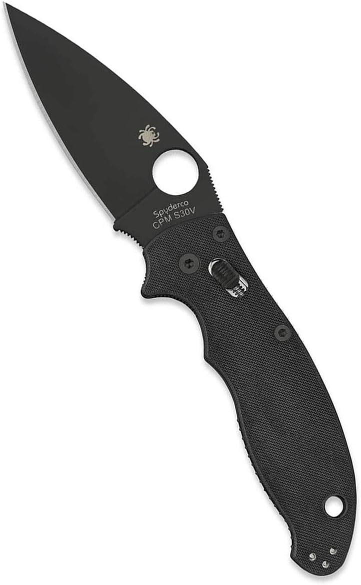 Spyderco Manix 2 Folding Pocket Knife with 3.3' CPM S30V Steel Blade and G-10 Handle - EDC Knife for Men and Women, Perfect for Hunting, Tactical, Camping, Survival, Hiking - PlainEdge - C101GPBBK2