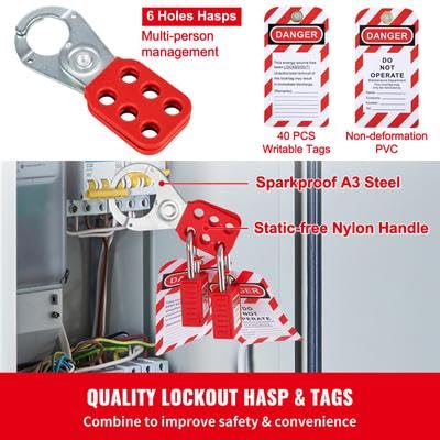 Happybuy 58 PCS Lockout Tagout Kits, Electrical Safety Loto Kit Includes Padlocks, Lockout Station, Hasp, Lockout Tagout Safety Tools for Industrial, Electric Power, Machinery
