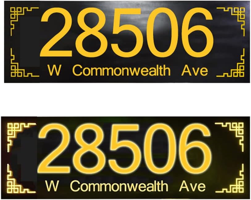 Illuminated House Sign,Steel Frontlit LED Floating Address Plaque, Display Lighted Address & Street Name,Custom House Number Sign,Black,Yellow Light,45 * 22