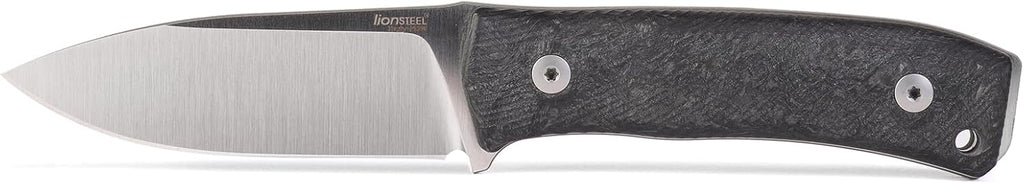 LionSTEEL M4 Fixed Blade FatCarbon Glow in the Dark Carbon Fiber Handle Scales, Full Extended Tang Construction, M390 Steel Blade, Triple Stitched Leather Sheath, KAVISO Exclusive