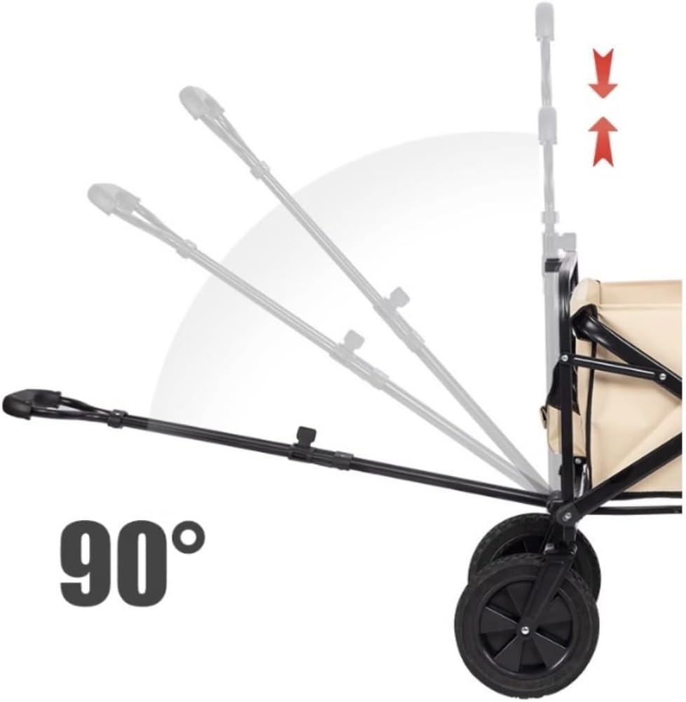Folding Wagon Cart Beach Wagon Grocery Wagon Folding Utility Wagon Cart Outdoor Wagon With Wheels Adjustable Push-Pull Handle For Camping Grocery Sports Shopping Grocery Cart Garden Wagon Utility Wago