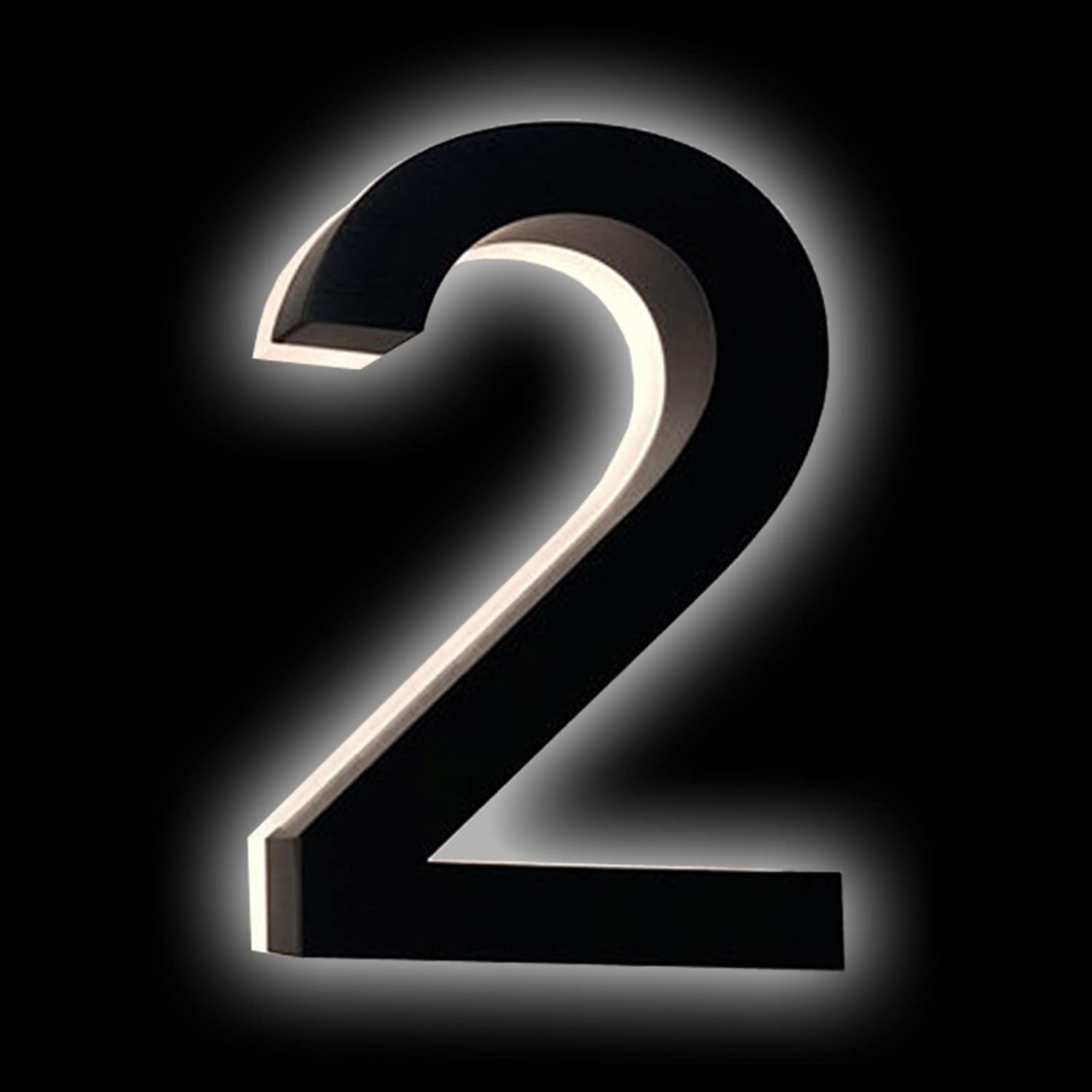 Backlit Lighed LED House Numbers, Black Finishes, Address Signs Lighted Plaque, Outdoor/Indoor, Modern, Low-Voltage, Weatherproof, Day & Night, White Light,18 Inch,8