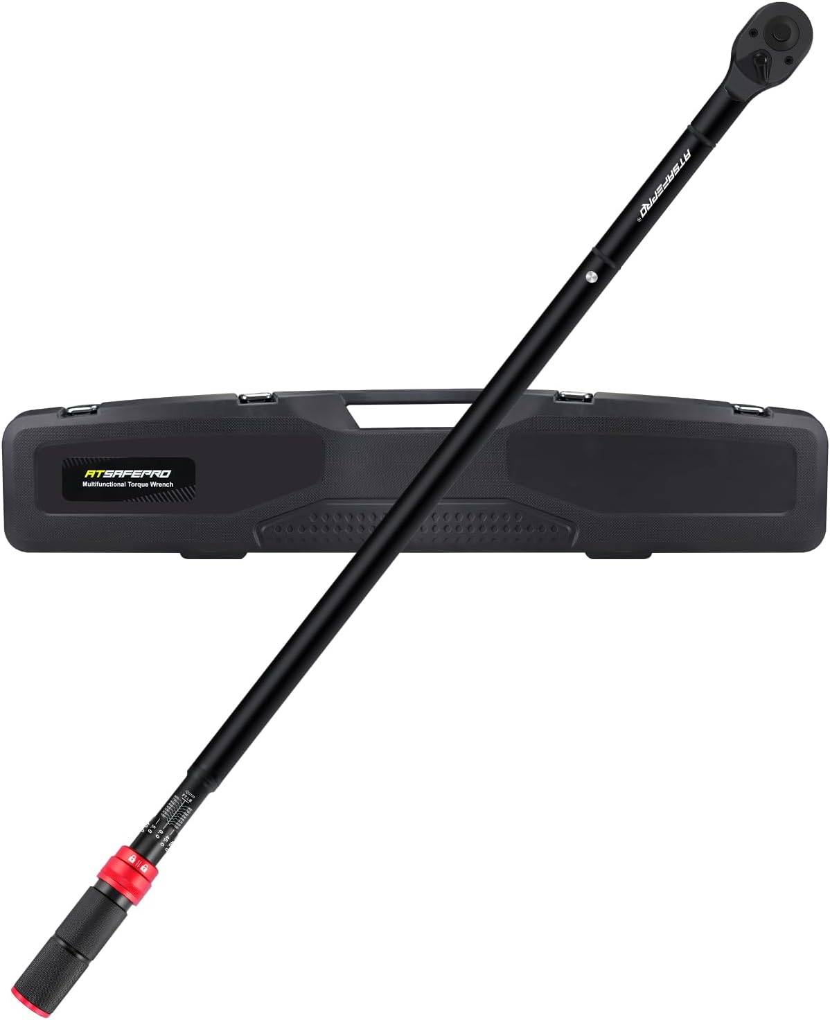 Atsafepro 3/4 Torque Wrench 100-850 Ft-Lb -±3% Accuracy, 47.3' Long Handle, 48-Tooth Reversible Ratchet, Cr-V Steel, Dual Scale,3/4' Drive Click Heavy Duty Torque Wrench for Industrial, Truck, Turbine