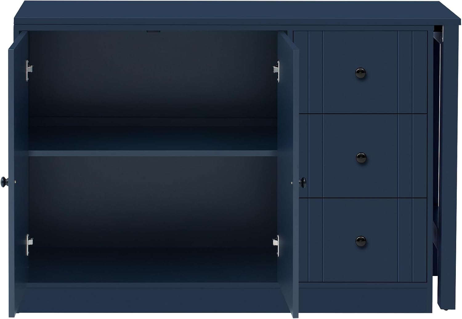 90' Extendable Freestanding Storage Cabinet, Kitchen Storage Bakers Rack with Silent Slides, Utility Food Cupboard with Adjustable Shelf for Kitchen Living Room, Navy Blue