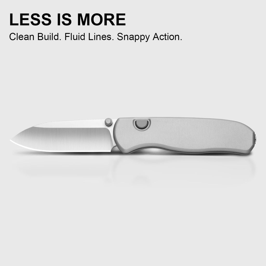 Kizer Drop Bear Zero Pocket Knife, 3.1' Drop Point M390 Blade Folding Knife with Light Gray Aluminum Handle, Thumb Stud & Button Liner Lock EDC Knives for Camping Hunting Survival Ki3619BDA4