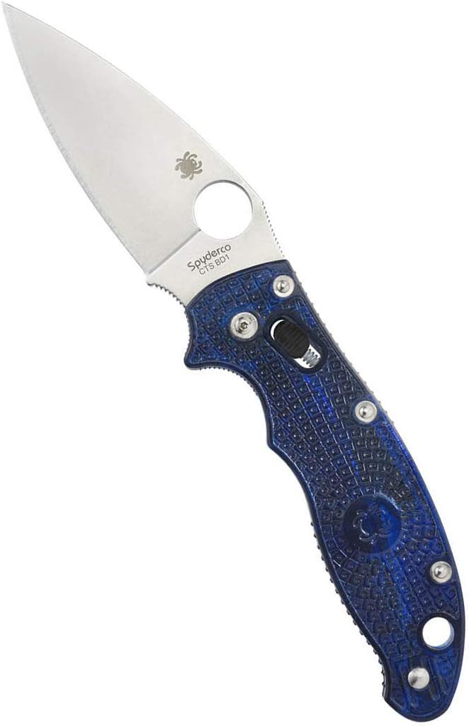 Spyderco Manix 2 Lightweight Folding Pocket Knife with 3.3' CTS BD1N Steel Blade and FRCP Handle - EDC Knife for Men and Women, Perfect for Hunting, Tactical, Camping, Survival - PlainEdge - C101PBL2