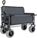 Heavy-Duty Foldable Utility Wagon with All-Terrain Wheels, Bench Seat & Large Storage Capacity for Outdoor Activities, Garden, Beach and Sports (Gray + Steel)