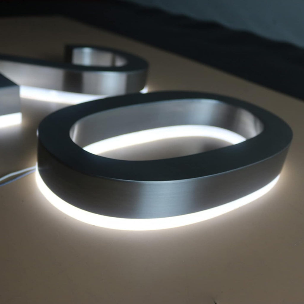 House Numbers, Steel Backlit LED Floating Address Number, Up-Scale Modern Brushed Silver Look, Lighted House Number, White Light, Illuminated Address Numbers For Outside.,20 Inch,1