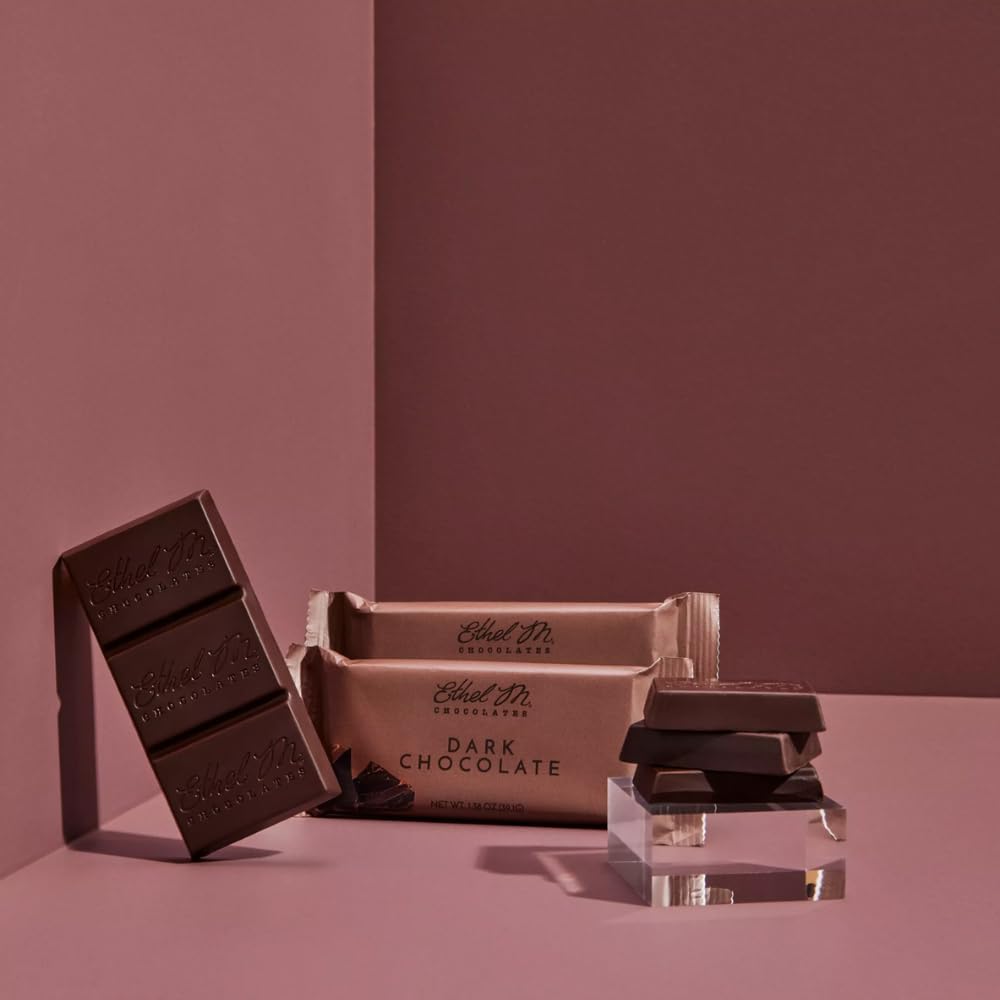 Ethel M Chocolates Premium Dark Chocolate Bars Box of 24 - Individually Wrapped Chocolate Candy Bars