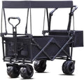 Folding Wagon Cart Beach Wagon Grocery Wagon Collapsible Wagon Cart With Canopy Wagon Wheels Portable Folding Wagon Adjustable Handles Beach Garden Sports Garden Wagon Utility Wagon Grocery Cart ( Col
