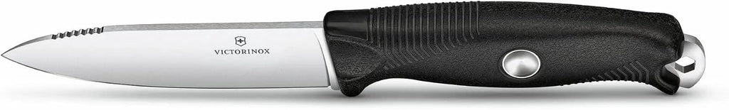 Victorinox Venture Pro Fixed-Blade Full Tang Stainless Steel Outdoor Knife - Bow Drill Divot, Durable Black Handle, Swiss Army Design, Ideal for Camping and Survival