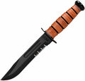 KA-BAR KB1218 USMC PART SERRATED W/LEATHER SHEATH