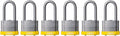 ABUS 41/40 Laminated Steel Safety Padlock Yellow Bumper Keyed Alike, Long 2' Shackle, Pack of 6 (19345)