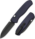 Kizer Drop Bear Zero Pocket Knife, 3.1' Drop Point M390 Blade Folding Knife with Dark Blue Aluminum Handle, Thumb Stud & Button Liner Lock EDC Knives for Camping Hunting Survival Ki3619BDA2