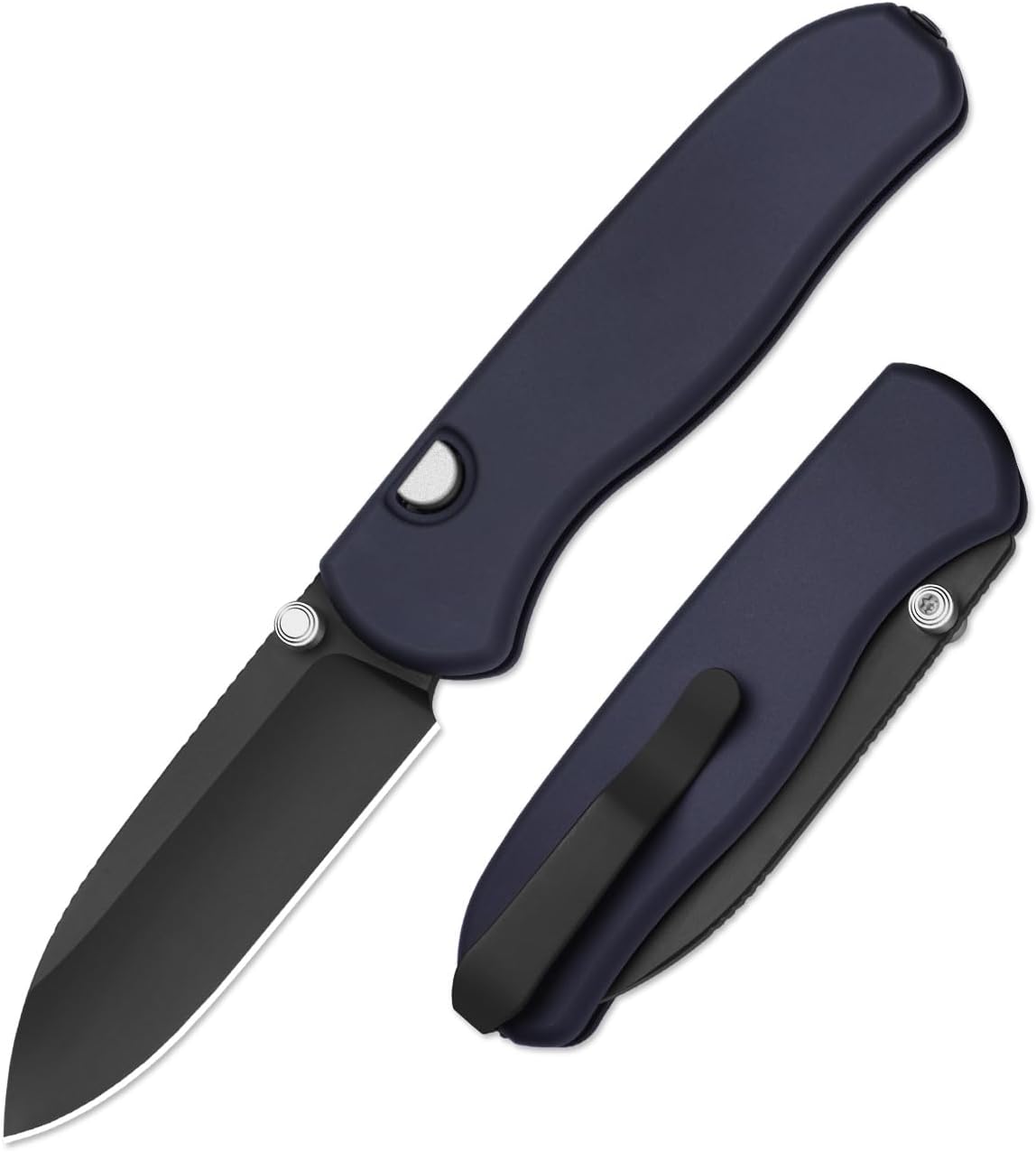 Kizer Drop Bear Zero Pocket Knife, 3.1' Drop Point M390 Blade Folding Knife with Dark Blue Aluminum Handle, Thumb Stud & Button Liner Lock EDC Knives for Camping Hunting Survival Ki3619BDA2