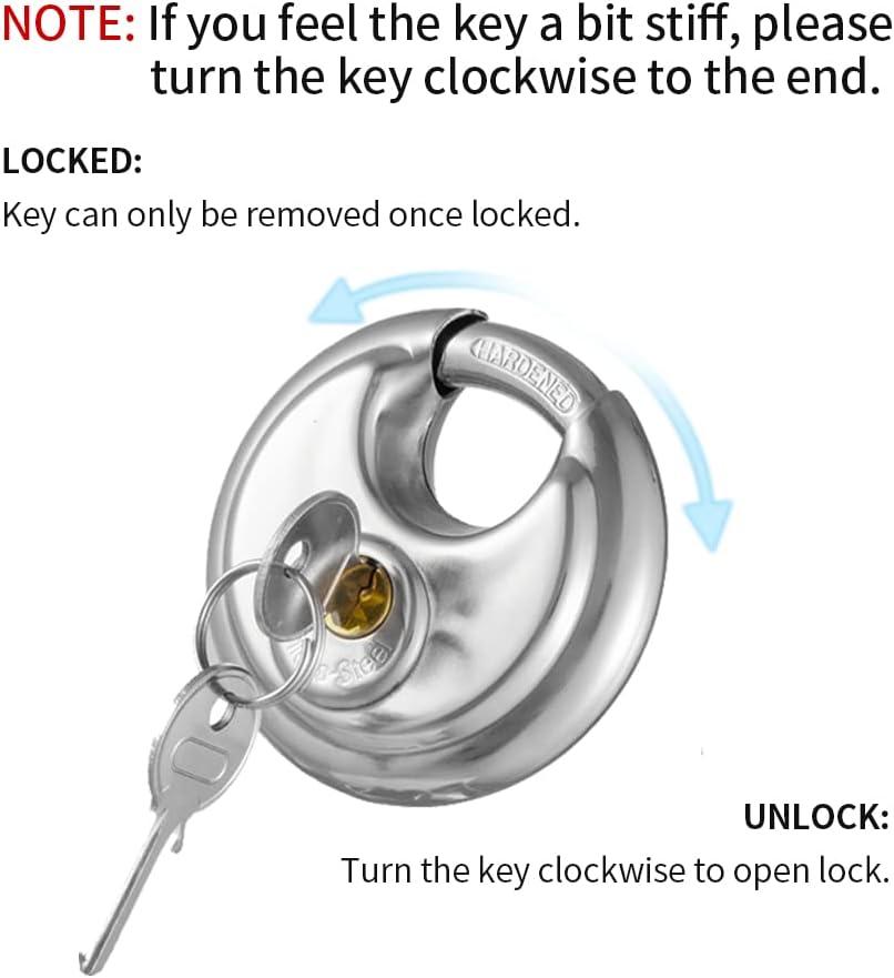 CINCINNO Heavy Duty Stainless Steel Discus Padlocks with Same Key, Outdoor Weatherproof Storage Locks for Storage Units,Garages, Sheds, Trailers,72 Pack