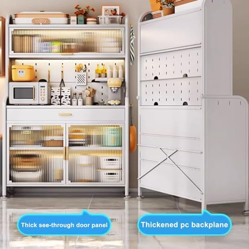 4-Tier Kitchen Pantry Storage Cabinet with Drawer, Versatile Baker's Rack, Flip Door Design, Pegboard Accessories, Perfect for Organizing Spices, Pots & Pans in Home & Garage