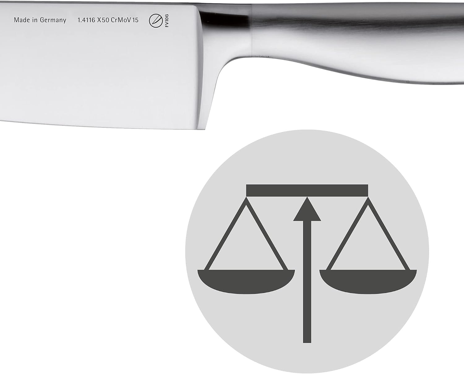 WMF Chinese cutting knife, Grand Gourmet length 28.5cm, blade length 15cm, performance cut, made in Germany, forged special knife, steel stainless steel handle