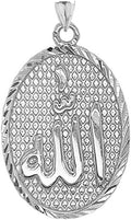 Certified 10k Gold Sparkle-Cut 'Allah' Oval Medal Pendant