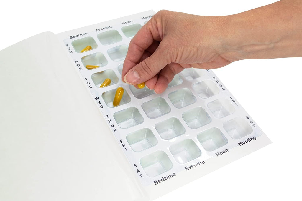 4 Times a Day Weekly XL Cold Seal Pharmacy Blister Pack System Cards for Pills -Two Piece Unit Dose Tri-Fold Booklet, Easy No Extra Equipment Needed (4X a Day Weekly - 300 Pack)