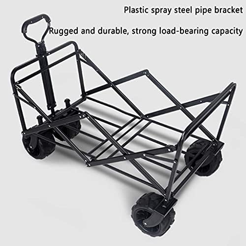 Folding Wagon Outdoor Folding Utility Wagon Folding Utility Wagon Cart, Outdoor Camping Trolley with Wide All Terrain Wheels, Load-Bearing 100kg / 220lbs, for Sports, Sho