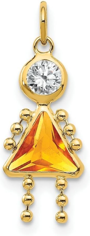 Roy Rose Jewelry 10K or 14K Yellow Gold Birthstone Kids Boy Girl Charm Pendant for Necklace - All Months