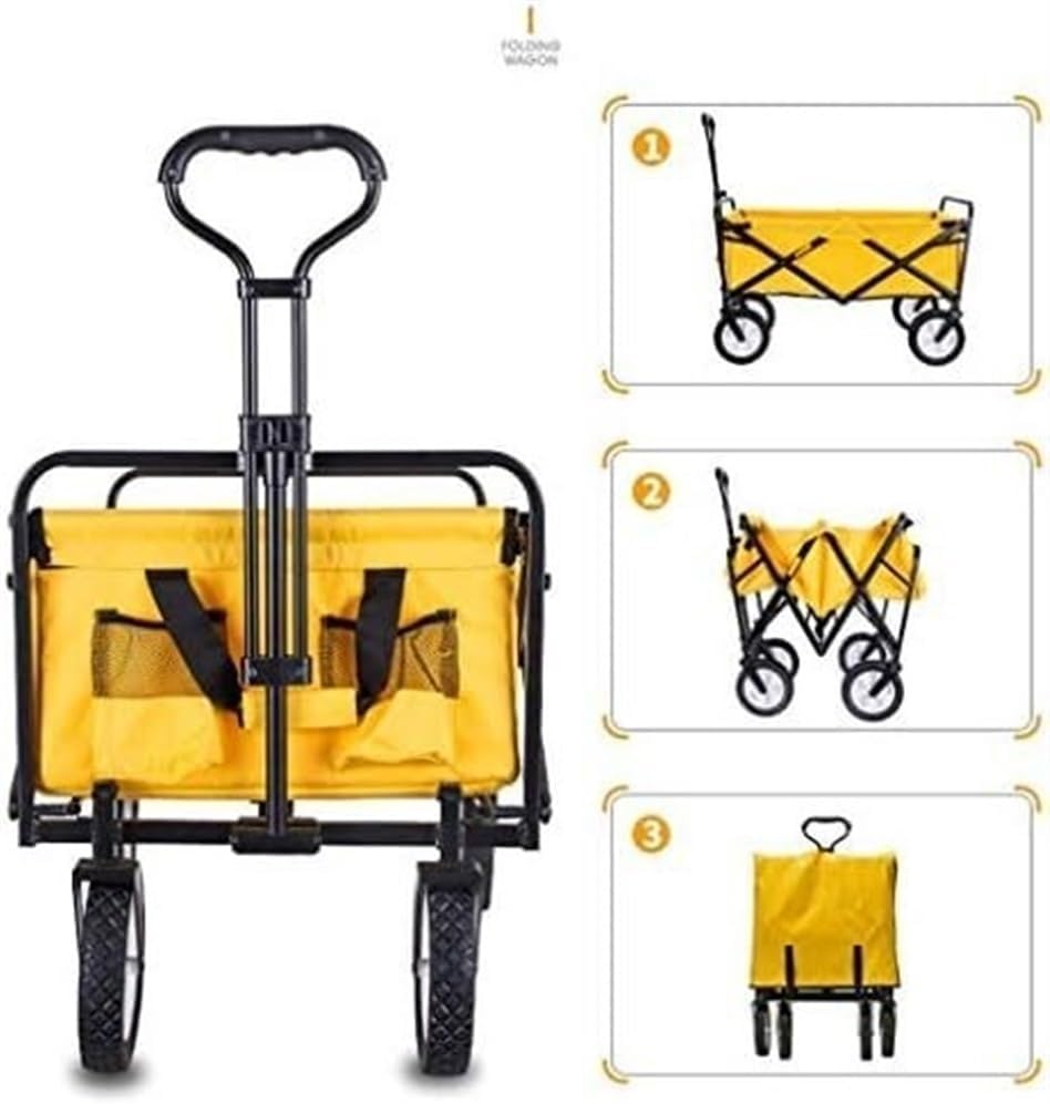 Camping Trolley Beach Trolley Collapsible Folding Wagon Utility Wagon Cart Outdoor Garden Camping Wagon Sports Wagon Heavy Duty Waterproof Festival Trolley Folding Trolley