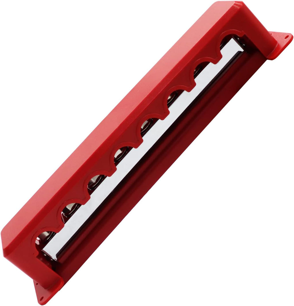 2 Pcs 600 A High Current Copper Bus Bar 300V AC / 48V DC 8 Way 3/8 inch (M10) Studs 8#8-32 Screws Electrical Terminal Ground Distribution Block Battery Buss Bars with Cover (Red & Black)