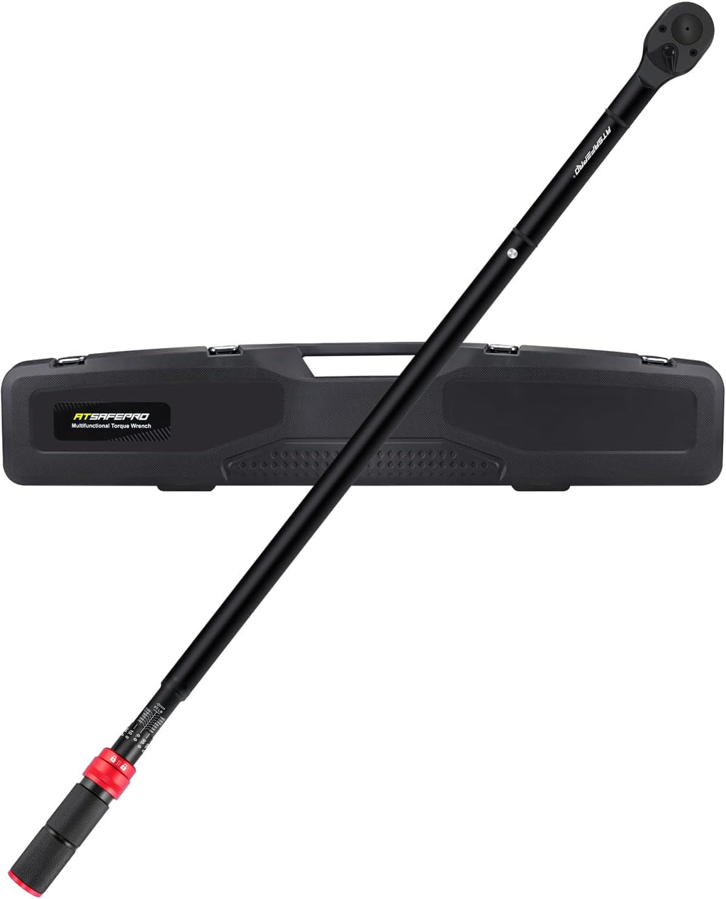 1 Inch Torque Wrench 200-1400 FT-Lb – 24-Tooth Reversible Ratchet, ±3% Accuracy, Cr-V Steel, Dual Scale (Ft-Lb/Nm), 55' Length Heavy Duty Torque Wrench for Trucks, Trailers & Heavy Equipment