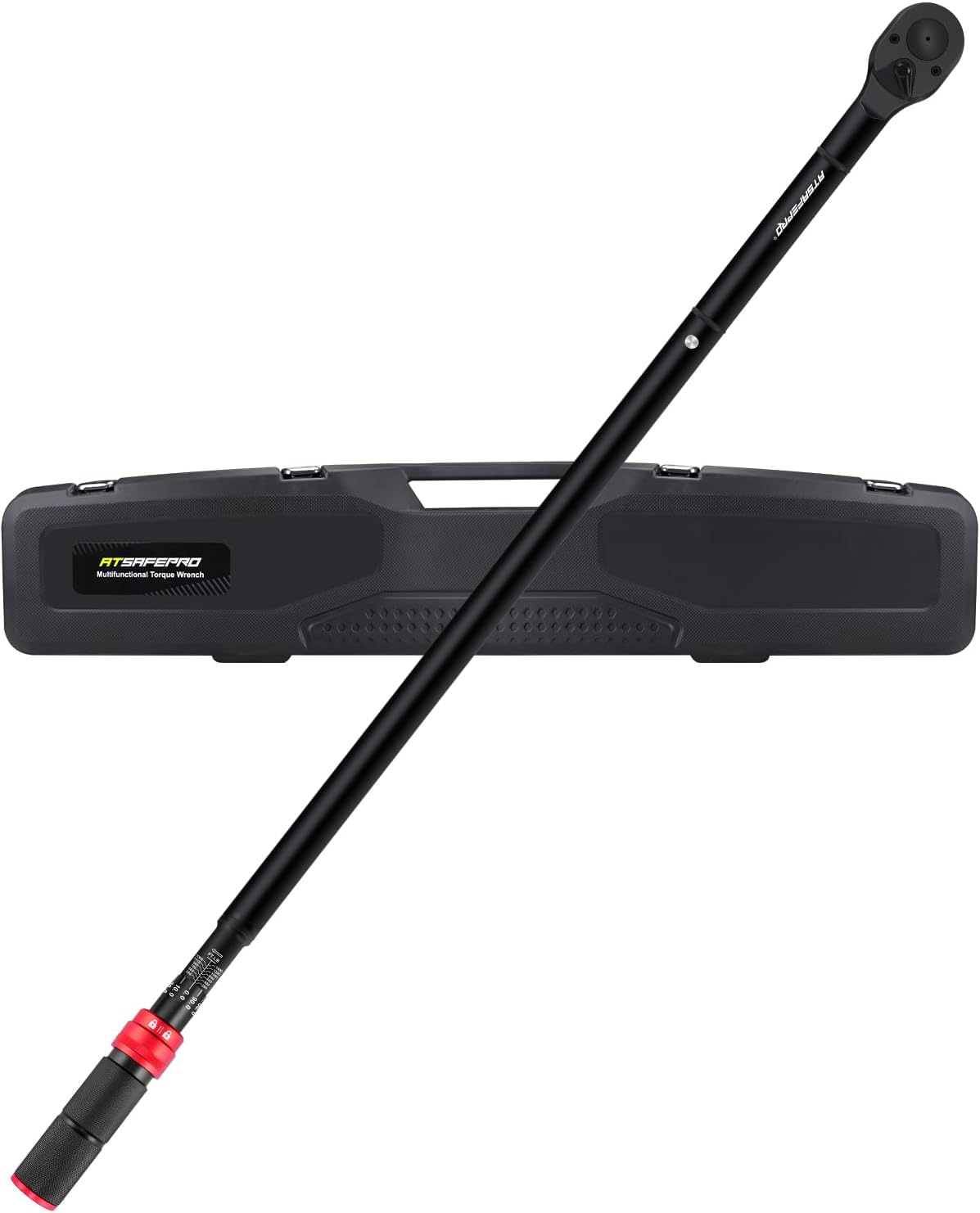 1 Inch Torque Wrench 200-1400 FT-Lb – 24-Tooth Reversible Ratchet, ±3% Accuracy, Cr-V Steel, Dual Scale (Ft-Lb/Nm), 55' Length Heavy Duty Torque Wrench for Trucks, Trailers & Heavy Equipment
