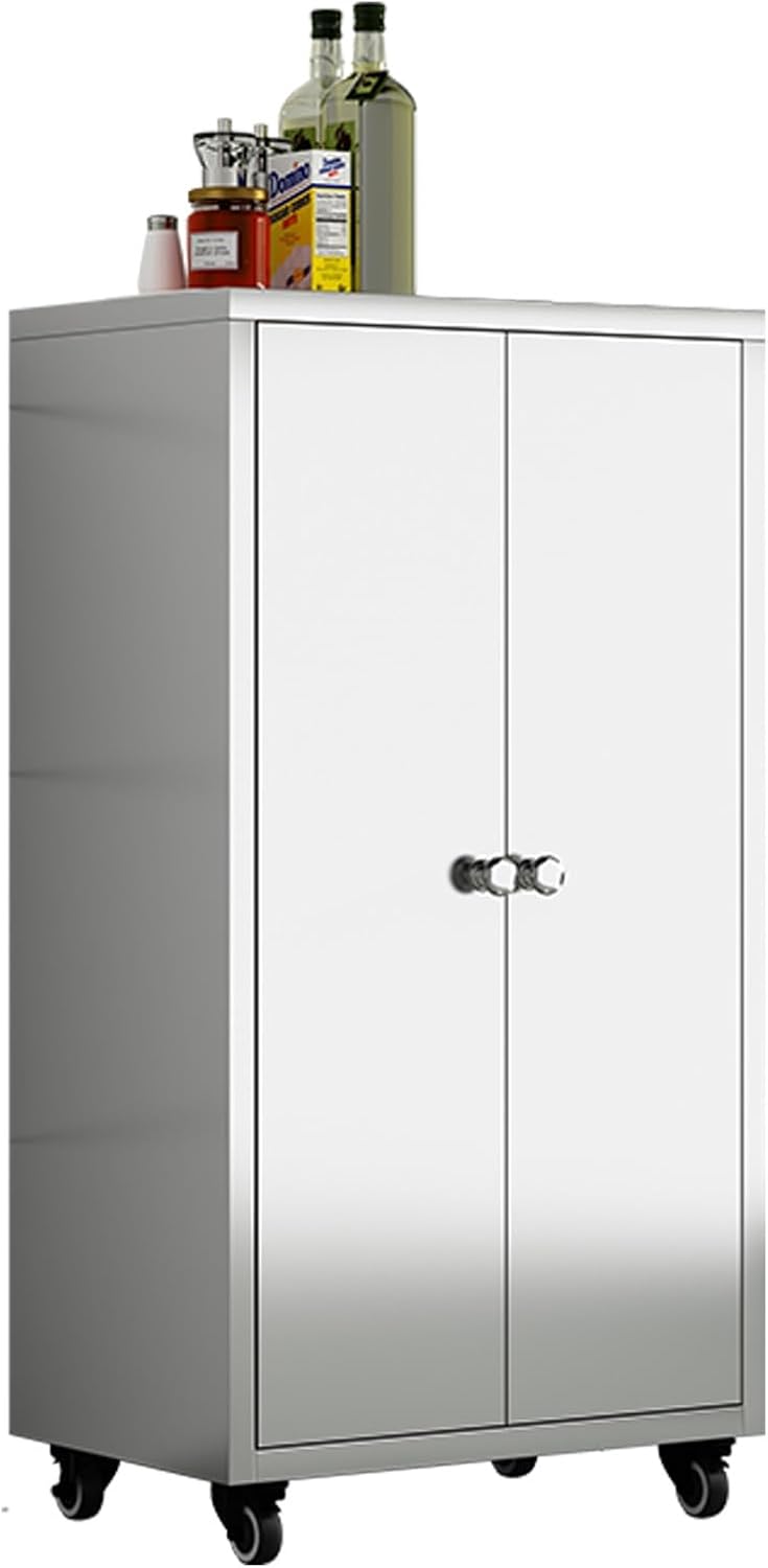Kitchen Bakers Rack with Glass Door Storage Cabinets Movable Sideboards and Multifunctional Storage Solution