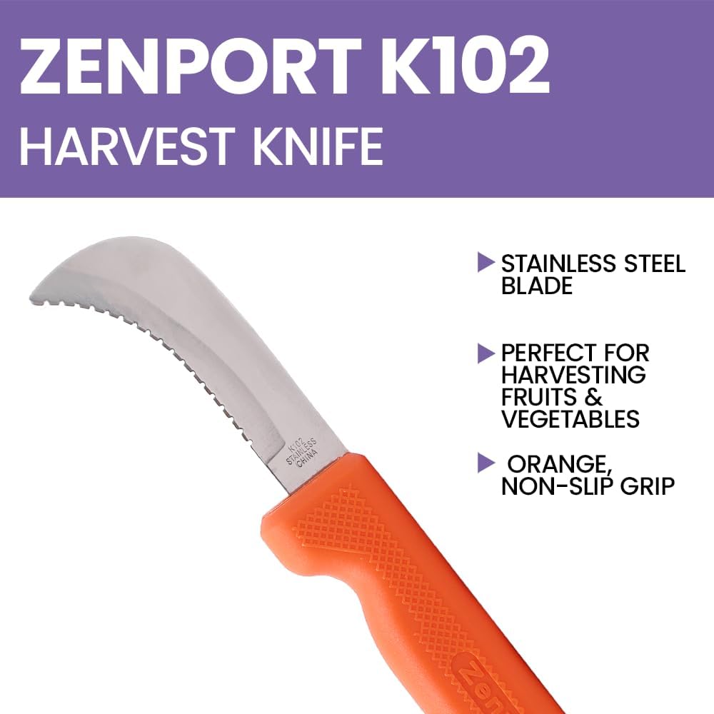 Zenport K102 Harvest Utility Knife with 3-Inch Stainless Steel Serrated Blade, Box of 24