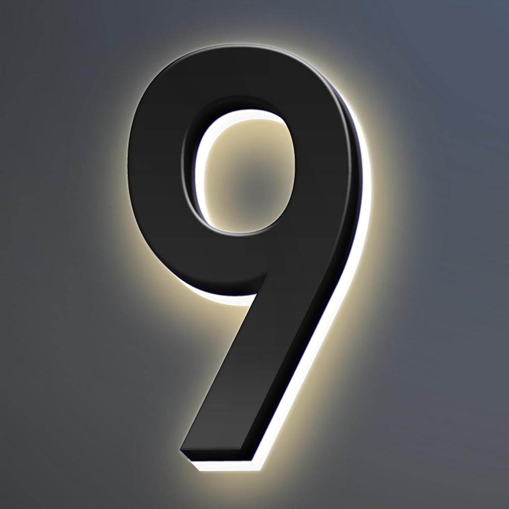House Numbers, Backlit LED Address Numbers, Modern Lighted House Numbers, Lighted Up House Numbers For Outside.,9