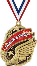 Crown Awards Track & Field Medals - 2' Kudos Winged Foot Track and Field Award Medals Gold