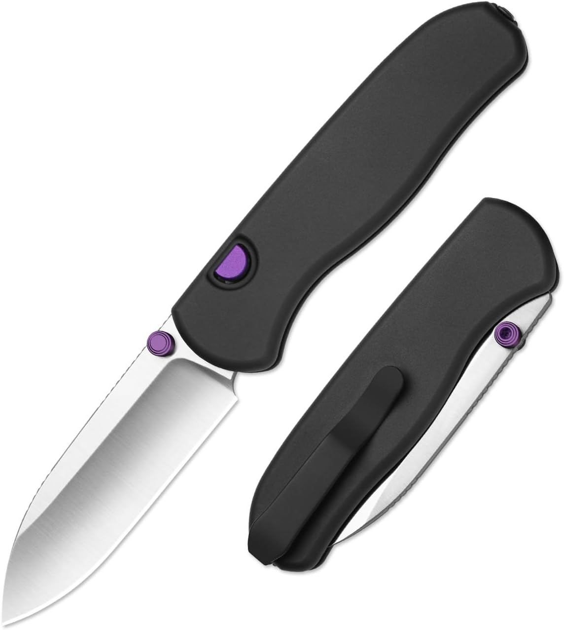 Kizer Drop Bear Zero Pocket Knife, 3.1' Drop Point Elmax Blade Folding Knife with Black Aluminum Handle, Thumb Stud & Button Liner Lock EDC Knives for Camping Hunting Survival Ki3619BDA3