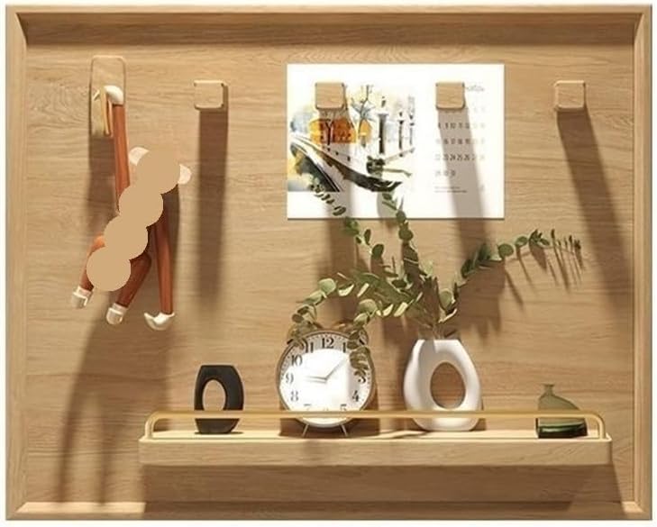 Wooden Electric Meter Box Cover with Sliding Door, Indoor Electrical Box Cover, Decorative Fuse Box Covers, Wall Electrical Panel Cover with Hooks for Home(Natural,L21.7 x H17.7in)