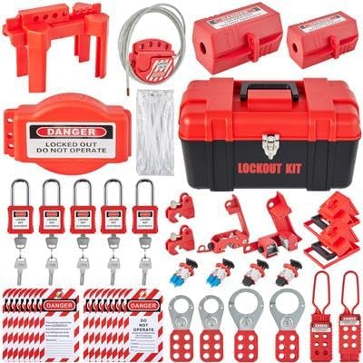 Happybuy 43 PCS Lockout Tagout Kits, Electrical Safety Loto Kit Includes Padlocks, 5 Kinds of Lockouts, Hasps, Lockout Safety Tools for Electrical Risk Removal in Industrial, Machinery