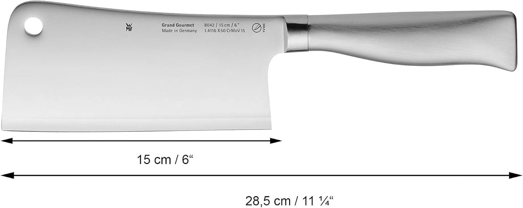 WMF Chinese cutting knife, Grand Gourmet length 28.5cm, blade length 15cm, performance cut, made in Germany, forged special knife, steel stainless steel handle