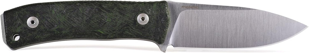 LionSTEEL M4 Fixed Blade FatCarbon Glow in the Dark Carbon Fiber Handle Scales, Full Extended Tang Construction, M390 Steel Blade, Triple Stitched Leather Sheath, KAVISO Exclusive