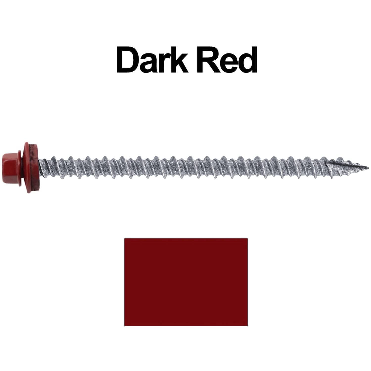 #10 Metal Roofing Screws: (750) Screws x 3' Dark RED Hex Head Sheet Metal Roof Screw. Self Starting/Tapping Metal to Wood Sheet Metal siding Screws. EPDM Washer. for Corrugated Roofing