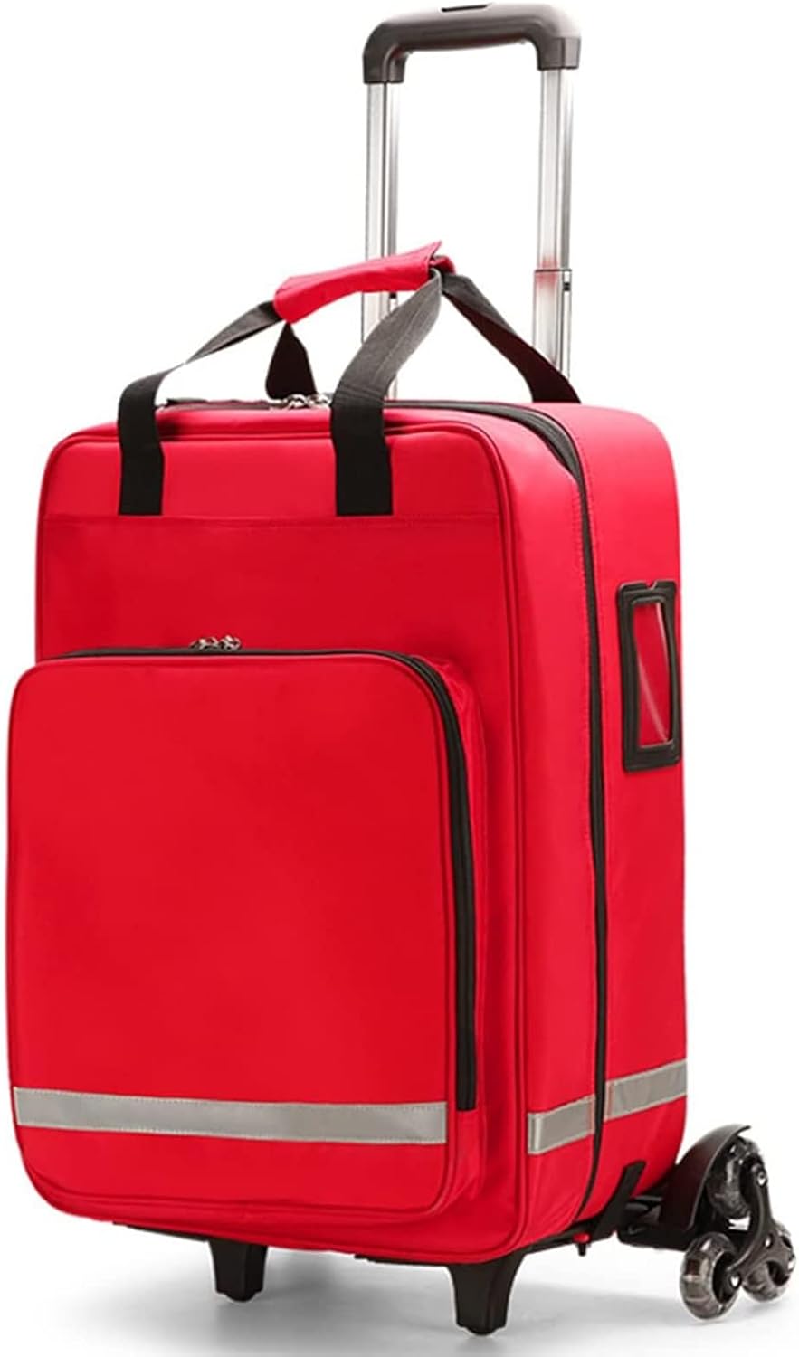 First Aid Kit Bag Rolling Medical Supplies Bag with Detachable Trolley, Nurse Rolling Bag Emergency Rescue Kit for Outdoor Hiking, Backpacking, Camping, Traveling
